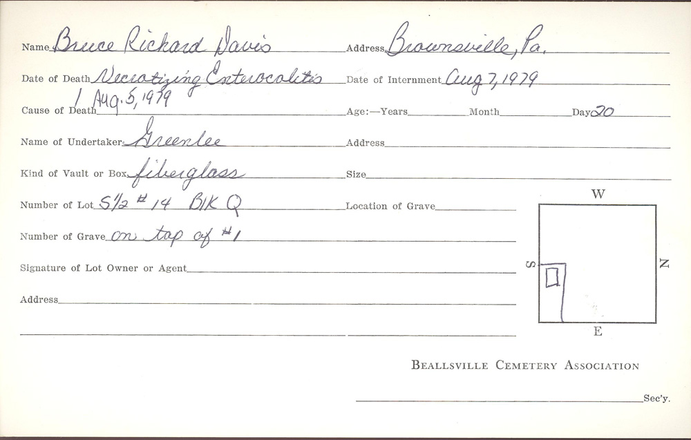 burial card